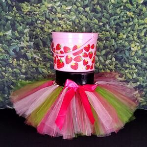 Handmade Fuchsia, green and Pink Tutu Easter Basket Sz 3T - 8Y Wearable Tutu